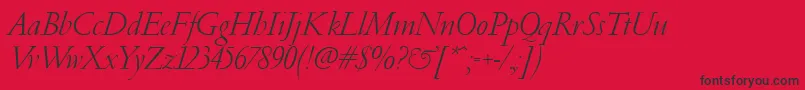 Fonte PfgaramondClassicItalic – fontes pretas em um fundo vermelho