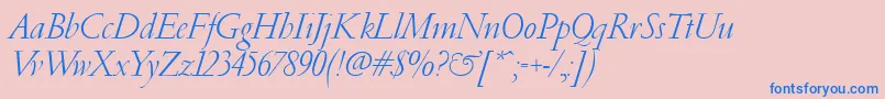 フォントPfgaramondClassicItalic – ピンクの背景に青い文字