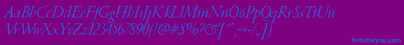 フォントPfgaramondClassicItalic – 紫色の背景に青い文字