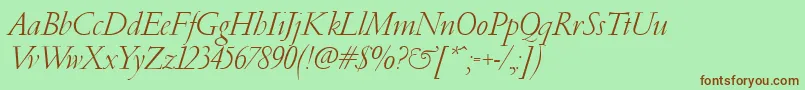 PfgaramondClassicItalic Font – Brown Fonts on Green Background