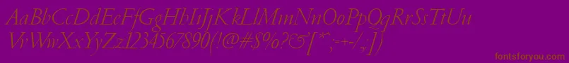 Czcionka PfgaramondClassicItalic – brązowe czcionki na fioletowym tle