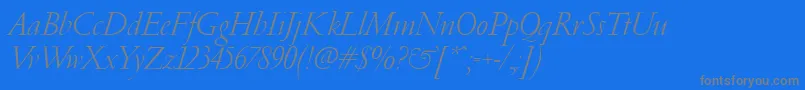 フォントPfgaramondClassicItalic – 青い背景に灰色の文字