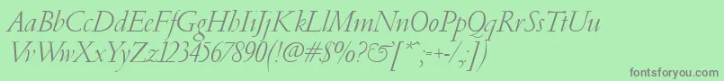 PfgaramondClassicItalic Font – Gray Fonts on Green Background