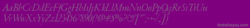 PfgaramondClassicItalic-fontti – harmaat kirjasimet violetilla taustalla