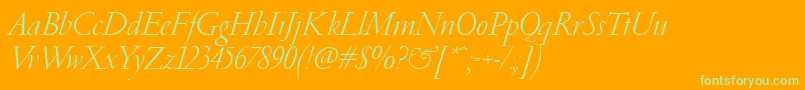 PfgaramondClassicItalic Font – Green Fonts on Orange Background