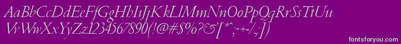 フォントPfgaramondClassicItalic – 紫の背景に緑のフォント