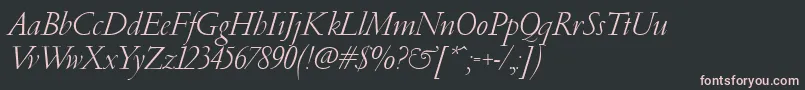 PfgaramondClassicItalic-fontti – vaaleanpunaiset fontit mustalla taustalla