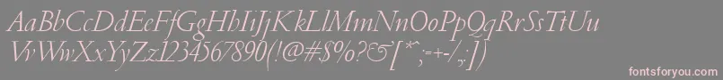 フォントPfgaramondClassicItalic – 灰色の背景にピンクのフォント