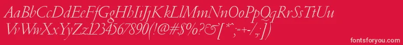 Fonte PfgaramondClassicItalic – fontes rosa em um fundo vermelho
