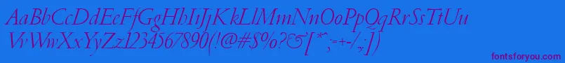 Fonte PfgaramondClassicItalic – fontes roxas em um fundo azul