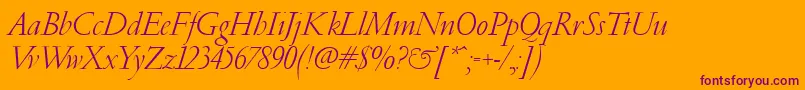 Шрифт PfgaramondClassicItalic – фиолетовые шрифты на оранжевом фоне