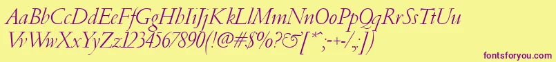 fuente PfgaramondClassicItalic – Fuentes Moradas Sobre Fondo Amarillo