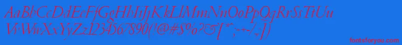 PfgaramondClassicItalic Font – Red Fonts on Blue Background