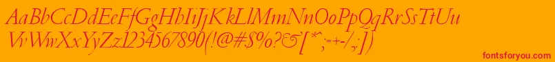 PfgaramondClassicItalic Font – Red Fonts on Orange Background