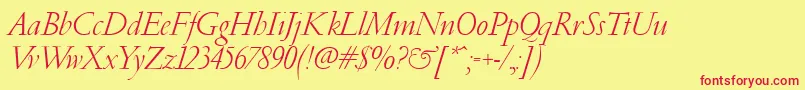 fuente PfgaramondClassicItalic – Fuentes Rojas Sobre Fondo Amarillo