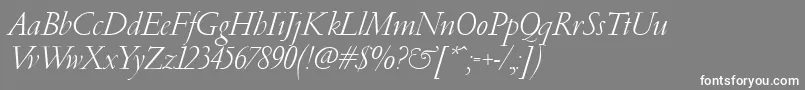 PfgaramondClassicItalic-Schriftart – Weiße Schriften auf grauem Hintergrund