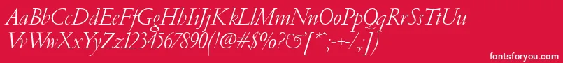 フォントPfgaramondClassicItalic – 赤い背景に白い文字