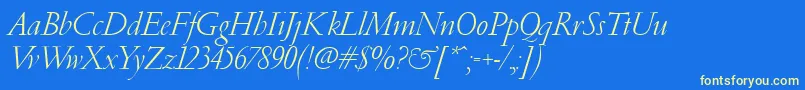 フォントPfgaramondClassicItalic – 黄色の文字、青い背景