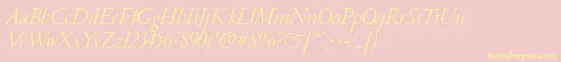 PfgaramondClassicItalic-Schriftart – Gelbe Schriften auf rosa Hintergrund