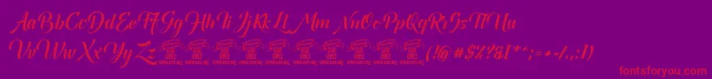 Canelabarkbold-fontti – punaiset fontit violetilla taustalla