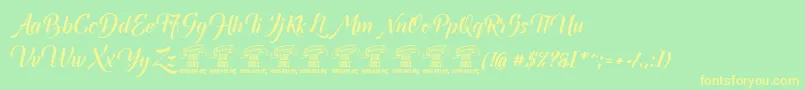 Canelabarkbold-Schriftart – Gelbe Schriften auf grünem Hintergrund