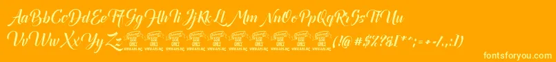 Fonte Canelabarkbold – fontes amarelas em um fundo laranja