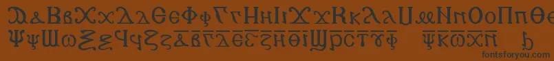 Copticalphabet-Schriftart – Schwarze Schriften auf braunem Hintergrund