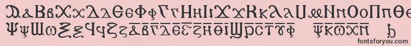 フォントCopticalphabet – ピンクの背景に黒い文字