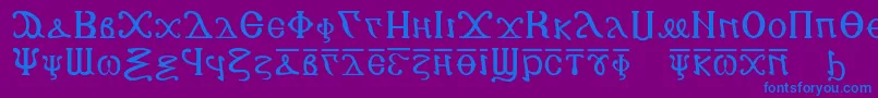 Fonte Copticalphabet – fontes azuis em um fundo violeta