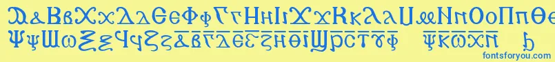 Czcionka Copticalphabet – niebieskie czcionki na żółtym tle