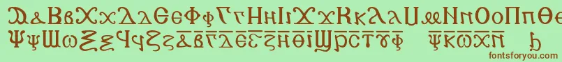 Fonte Copticalphabet – fontes marrons em um fundo verde