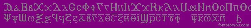 フォントCopticalphabet – 紫の背景に灰色の文字