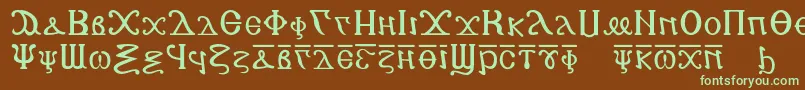 Copticalphabet-fontti – vihreät fontit ruskealla taustalla