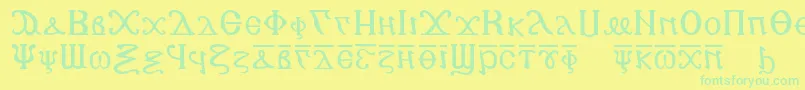 Police Copticalphabet – polices vertes sur fond jaune