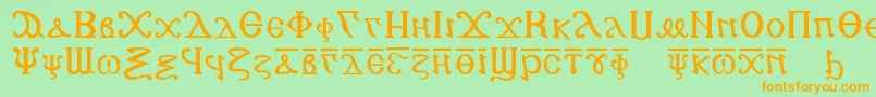 Saiba mais sobre a fonte Copticalphabet Fonte Copticalphabet – fontes laranjas em um fundo verde