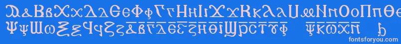 Fonte Copticalphabet – fontes rosa em um fundo azul