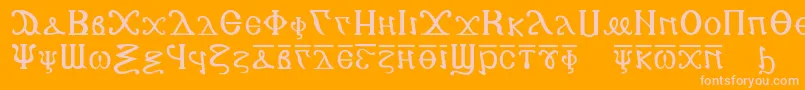 Copticalphabet-fontti – vaaleanpunaiset fontit oranssilla taustalla