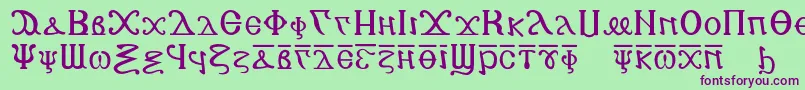 Copticalphabet-fontti – violetit fontit vihreällä taustalla