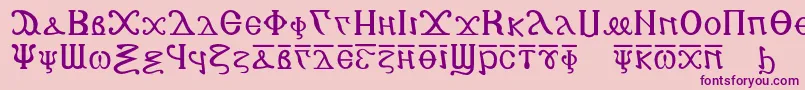 Fonte Copticalphabet – fontes roxas em um fundo rosa