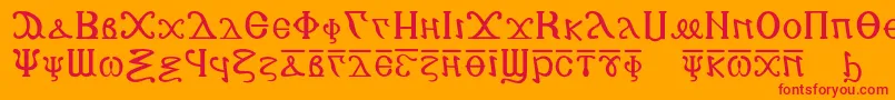 Fonte Copticalphabet – fontes vermelhas em um fundo laranja