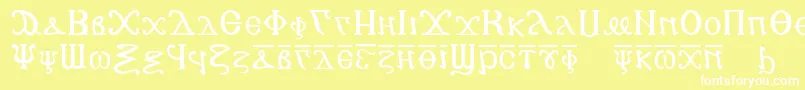 フォントCopticalphabet – 黄色い背景に白い文字