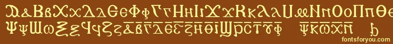 Czcionka Copticalphabet – żółte czcionki na brązowym tle