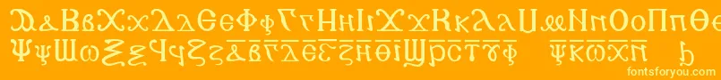 Czcionka Copticalphabet – żółte czcionki na pomarańczowym tle