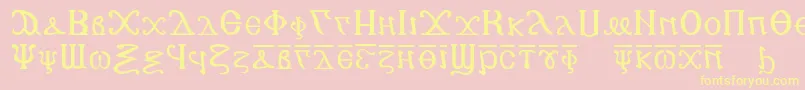Fonte Copticalphabet – fontes amarelas em um fundo rosa