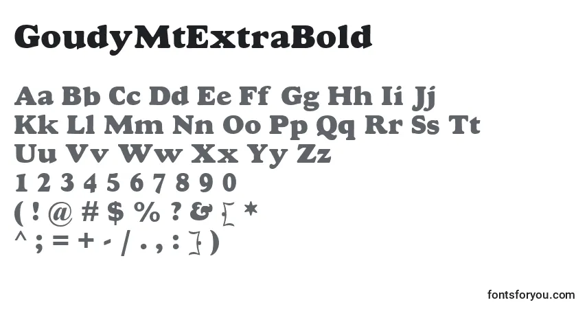 Шрифт GoudyMtExtraBold – алфавит, цифры, специальные символы