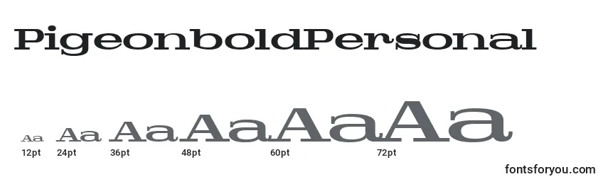 PigeonboldPersonal Font Sizes
