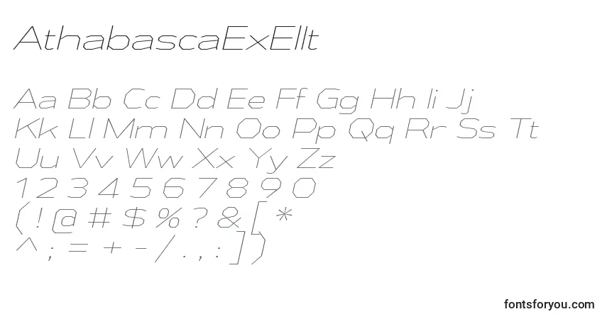 Шрифт AthabascaExElIt – алфавит, цифры, специальные символы