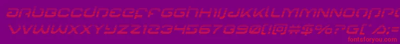 Gunrunnergradital-Schriftart – Rote Schriften auf violettem Hintergrund