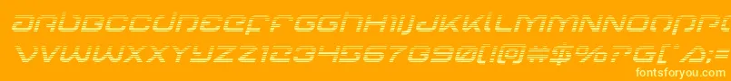 Gunrunnergradital-Schriftart – Gelbe Schriften auf orangefarbenem Hintergrund