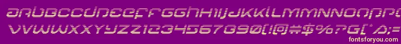 Gunrunnergradital-fontti – keltaiset fontit violetilla taustalla